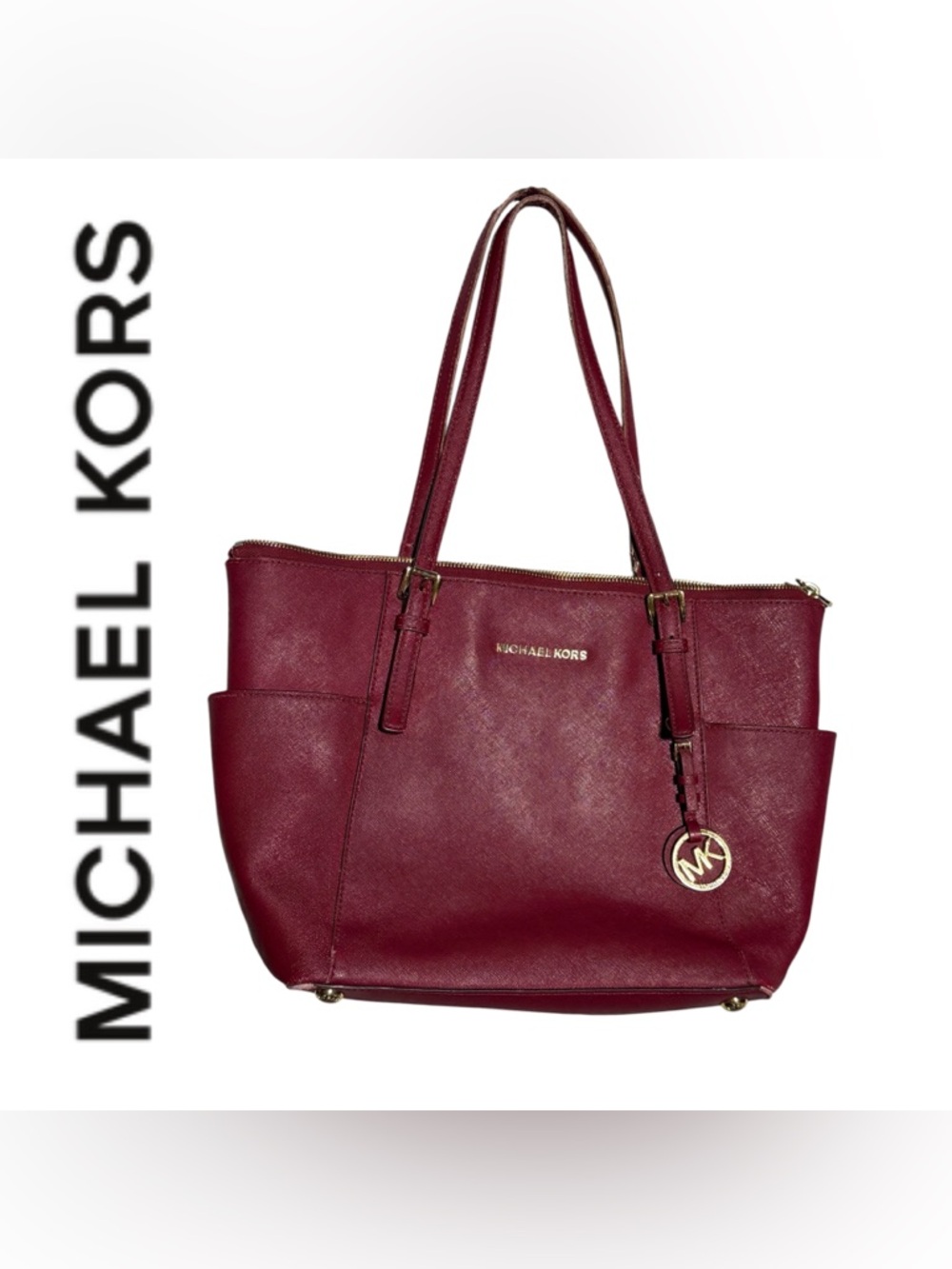 Authentic Michael Kors Red Leather Tote Bag|woman classic purse